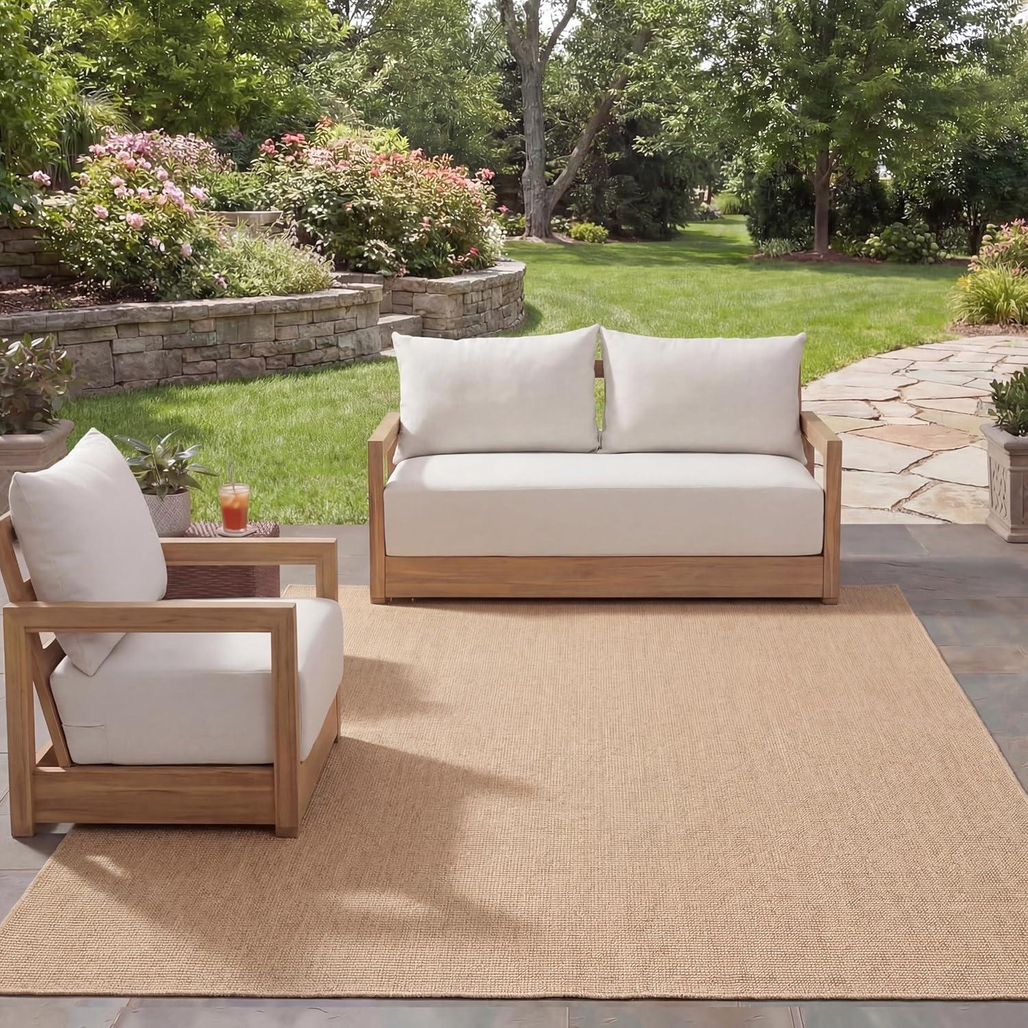image:imageSAFAVIEH Washable Rug Outdoor Sisal AllWeather Collection 8 x 10 Natural NonShedding amp Easy to Clean Ideal for Patio Backyard Mudroom SAW642BNatural