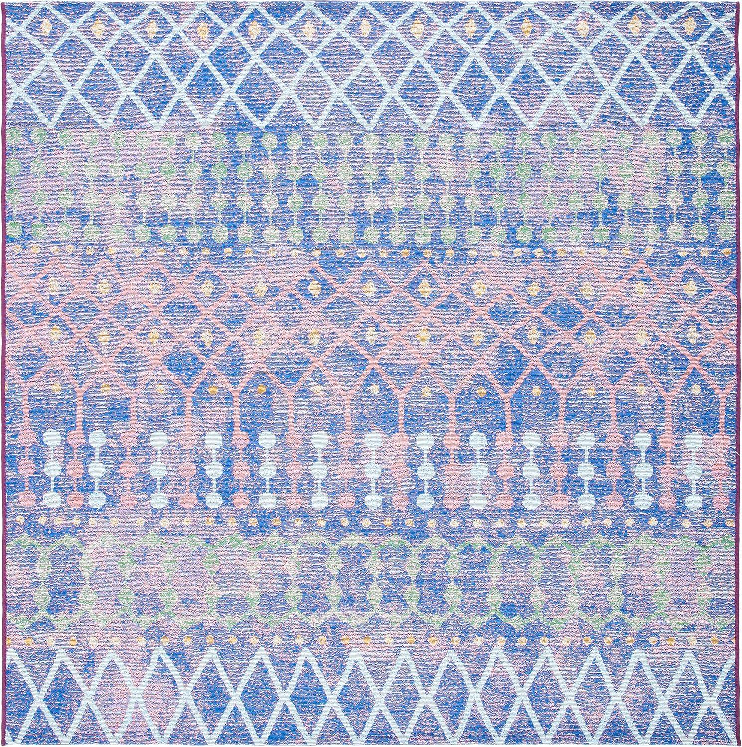 image:imageSAFAVIEH Washable Rug Outdoor Summer Collection 53 x 76 Blue amp Light Blue NonShedding amp Easy to Clean Ideal for Patio Backyard Mudroom SMR452MBlueLight Blue