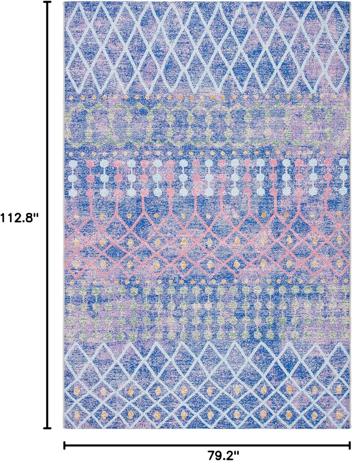 image:imageSAFAVIEH Washable Rug Outdoor Summer Collection 53 x 76 Blue amp Light Blue NonShedding amp Easy to Clean Ideal for Patio Backyard Mudroom SMR452MBlueLight Blue