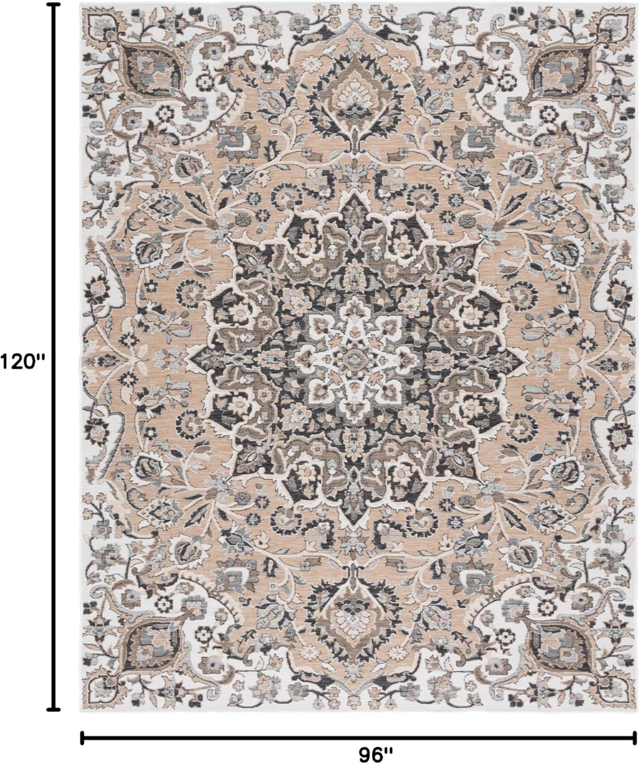 image:imageSAFAVIEH Washable Rug Outdoor Sunrise Collection 8 x 10 Grey amp Beige Black NonShedding amp Easy to Clean Ideal for Patio Backyard Mudroom SUN696FGreyBeige Black