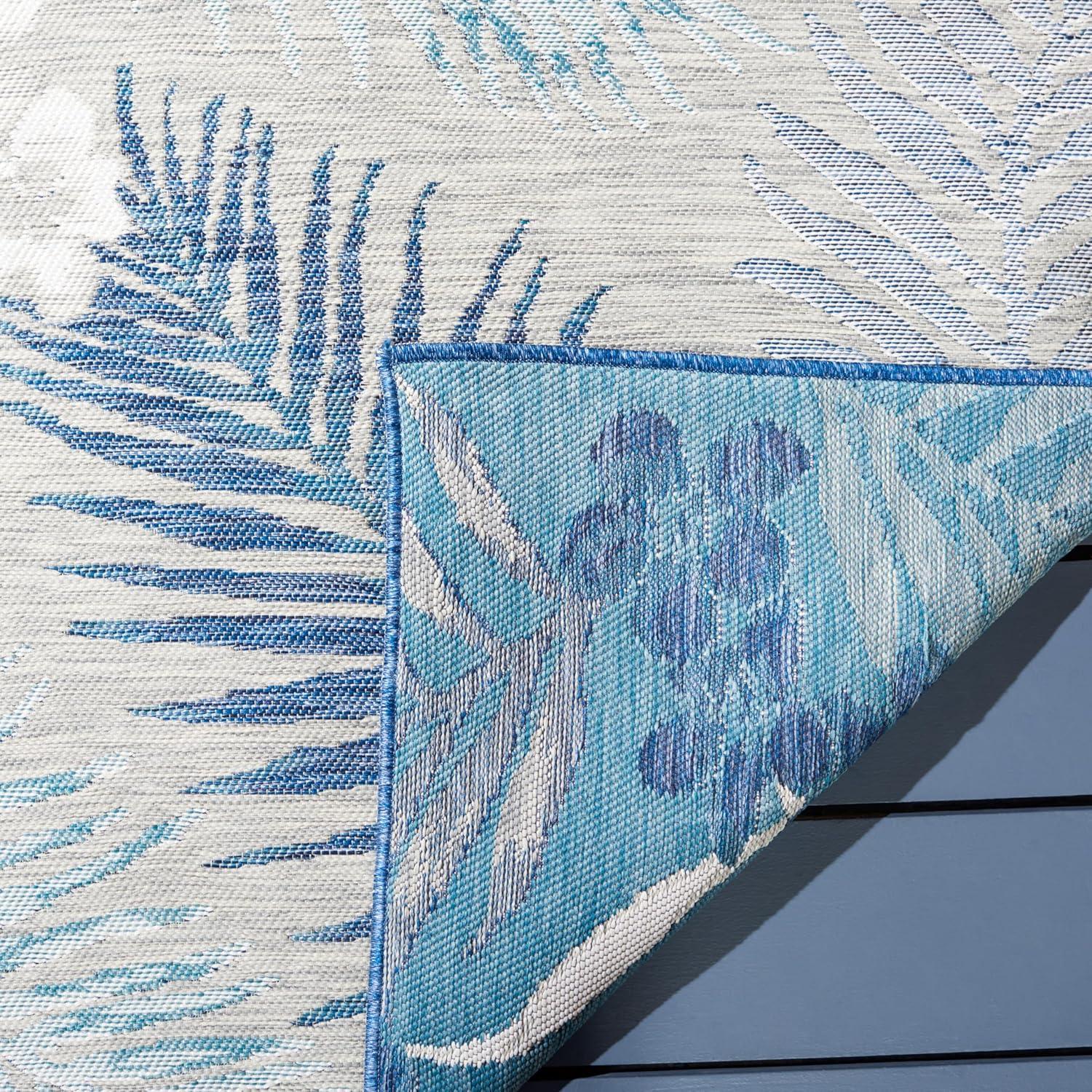image:imageSAFAVIEH Washable Rug Outdoor Sunrise Collection 8 x 10 Ivory amp Blue Gold NonShedding amp Easy to Clean Ideal for Patio Backyard Mudroom SUN675AGreyBlue Ivory