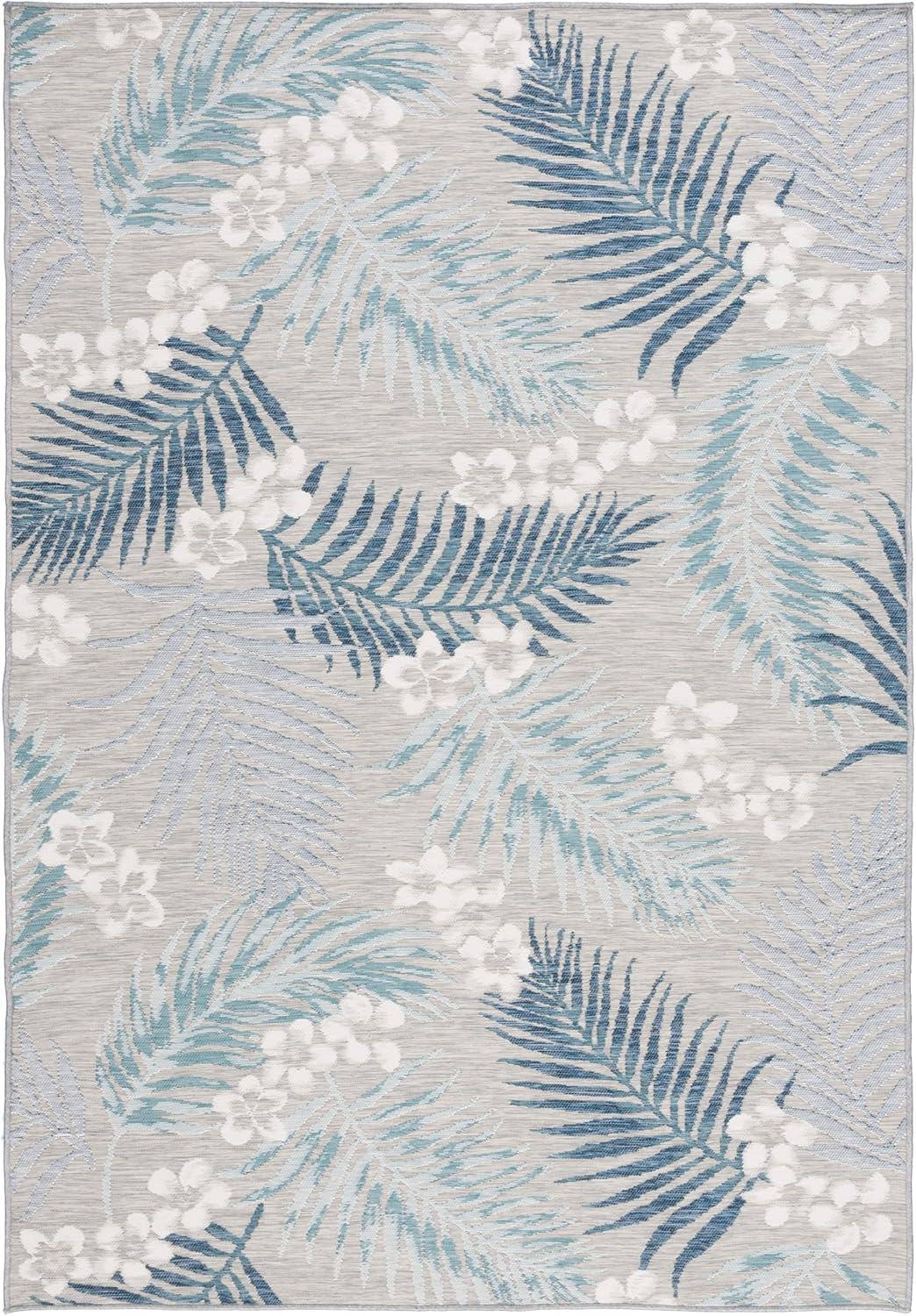 image:imageSAFAVIEH Washable Rug Outdoor Sunrise Collection 8 x 10 Ivory amp Blue Gold NonShedding amp Easy to Clean Ideal for Patio Backyard Mudroom SUN675AGreyBlue Ivory