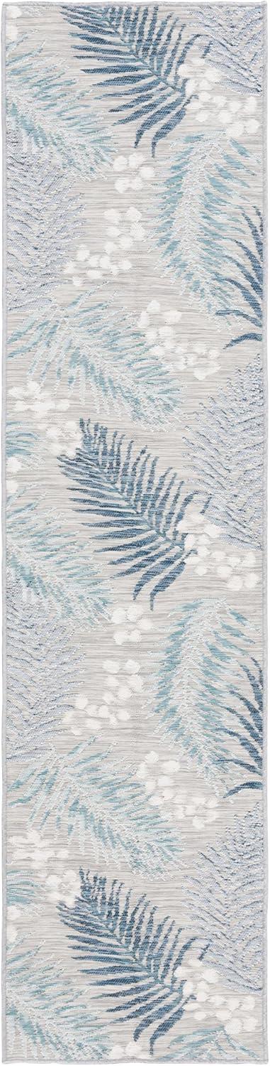 image:imageSAFAVIEH Washable Rug Outdoor Sunrise Collection 8 x 10 Ivory amp Blue Gold NonShedding amp Easy to Clean Ideal for Patio Backyard Mudroom SUN675AGreyBlue Ivory