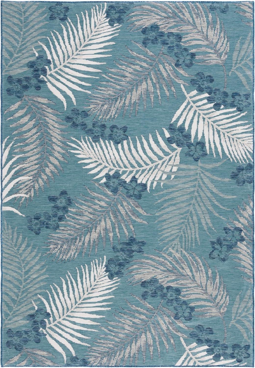 image:imageSAFAVIEH Washable Rug Outdoor Sunrise Collection 8 x 10 Ivory amp Blue Gold NonShedding amp Easy to Clean Ideal for Patio Backyard Mudroom SUN675AGreyBlue Ivory