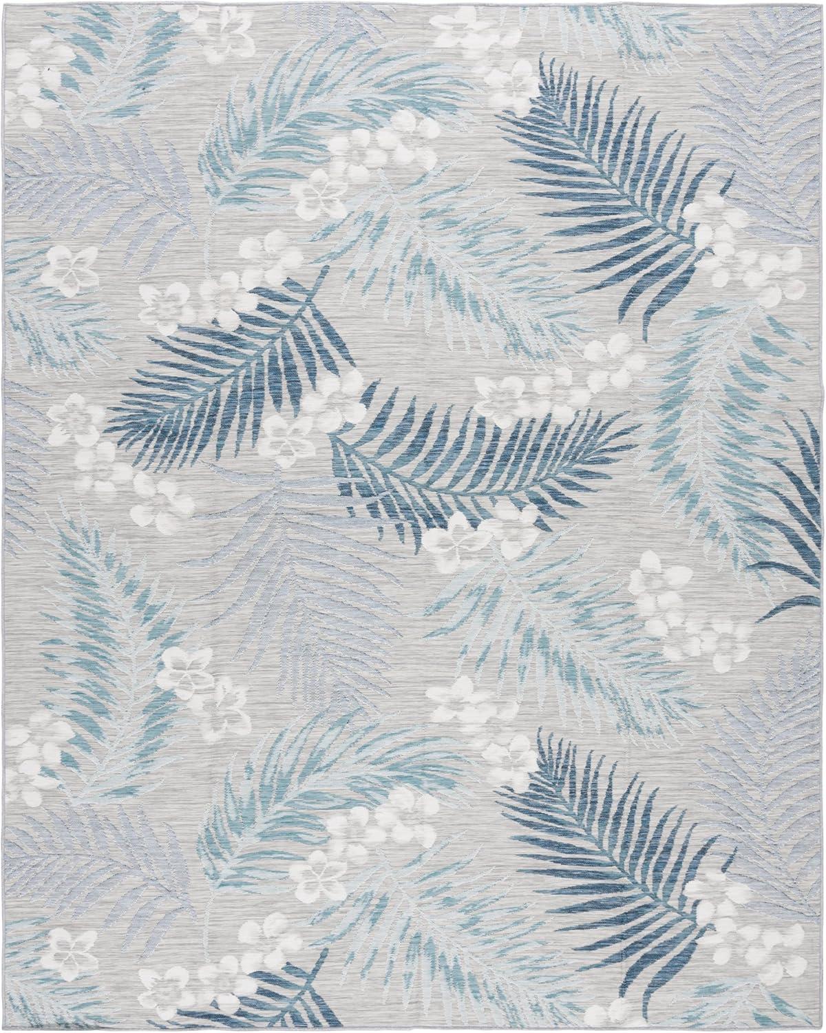 image:imageSAFAVIEH Washable Rug Outdoor Sunrise Collection 8 x 10 Ivory amp Blue Gold NonShedding amp Easy to Clean Ideal for Patio Backyard Mudroom SUN675AGreyBlue Ivory