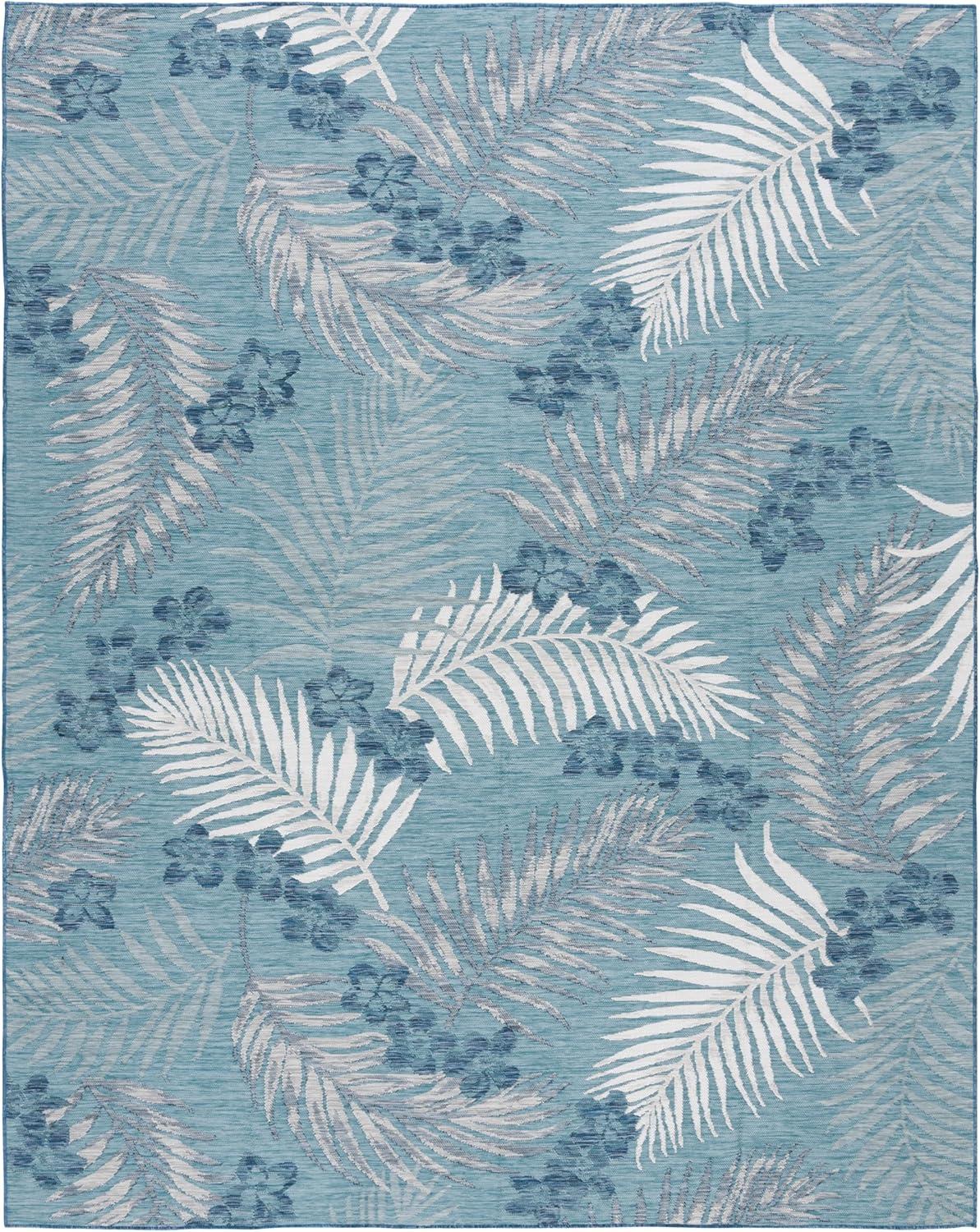 image:imageSAFAVIEH Washable Rug Outdoor Sunrise Collection 8 x 10 Ivory amp Blue Gold NonShedding amp Easy to Clean Ideal for Patio Backyard Mudroom SUN675AGreyBlue Ivory