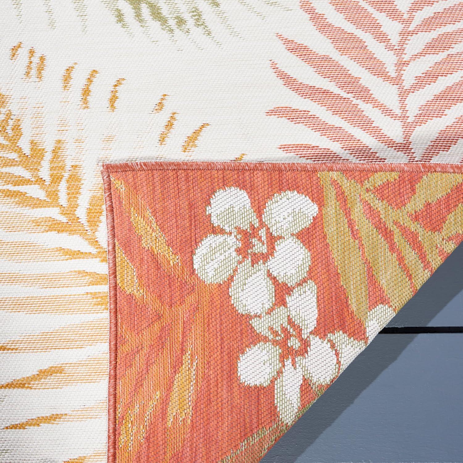 image:imageSAFAVIEH Washable Rug Outdoor Sunrise Collection 8 x 10 Ivory amp Blue Gold NonShedding amp Easy to Clean Ideal for Patio Backyard Mudroom SUN675AIvoryRust Sage