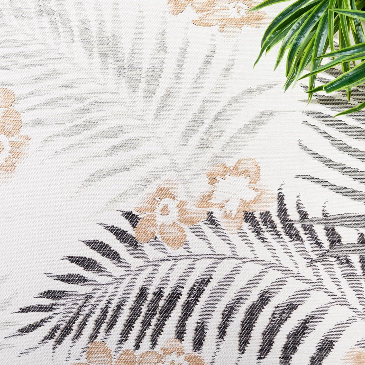 image:imageSAFAVIEH Washable Rug Outdoor Sunrise Collection 8 x 10 Ivory amp Blue Gold NonShedding amp Easy to Clean Ideal for Patio Backyard Mudroom SUN675AIvoryGrey Black