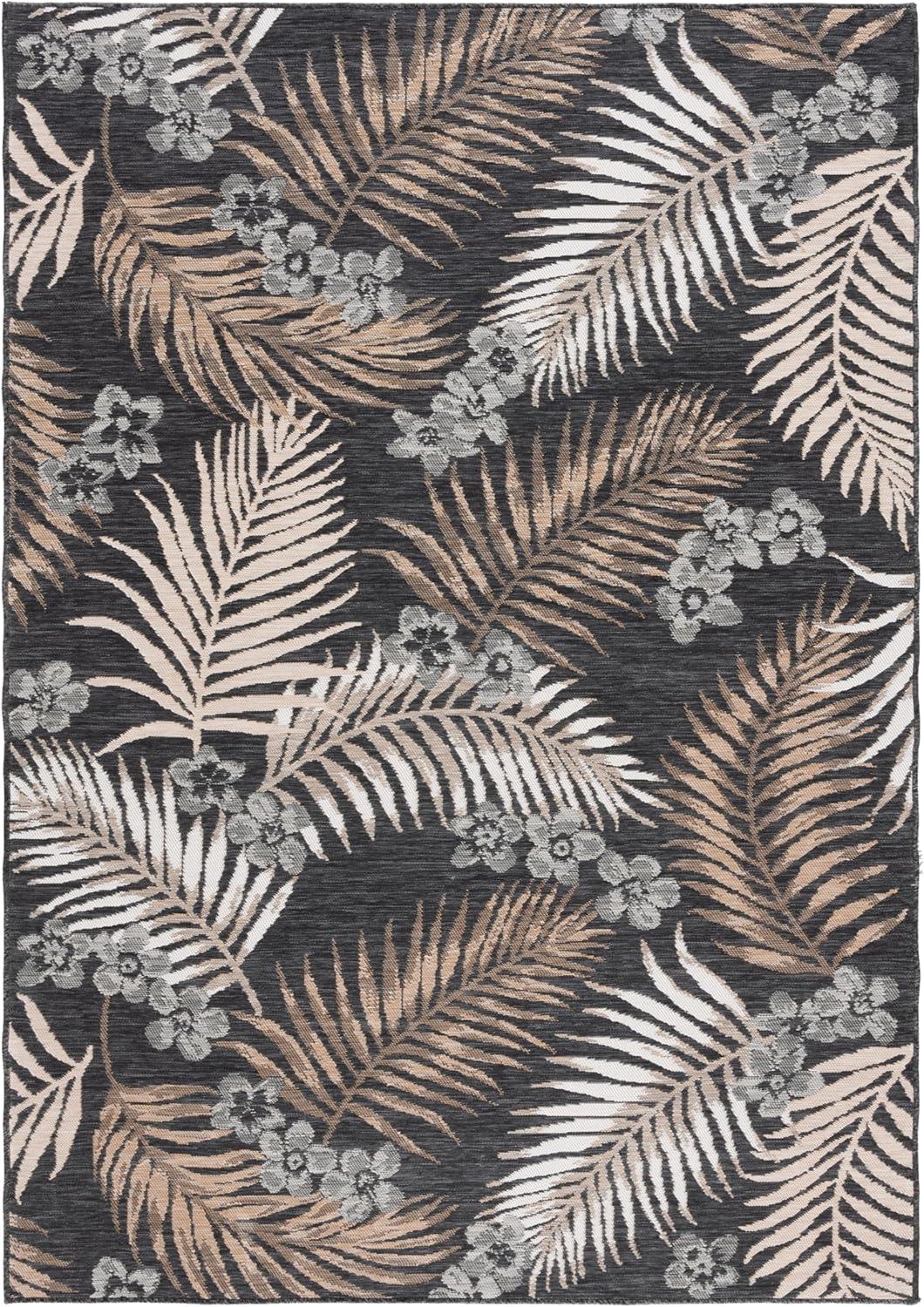 image:imageSAFAVIEH Washable Rug Outdoor Sunrise Collection 8 x 10 Ivory amp Blue Gold NonShedding amp Easy to Clean Ideal for Patio Backyard Mudroom SUN675AIvoryGrey Black