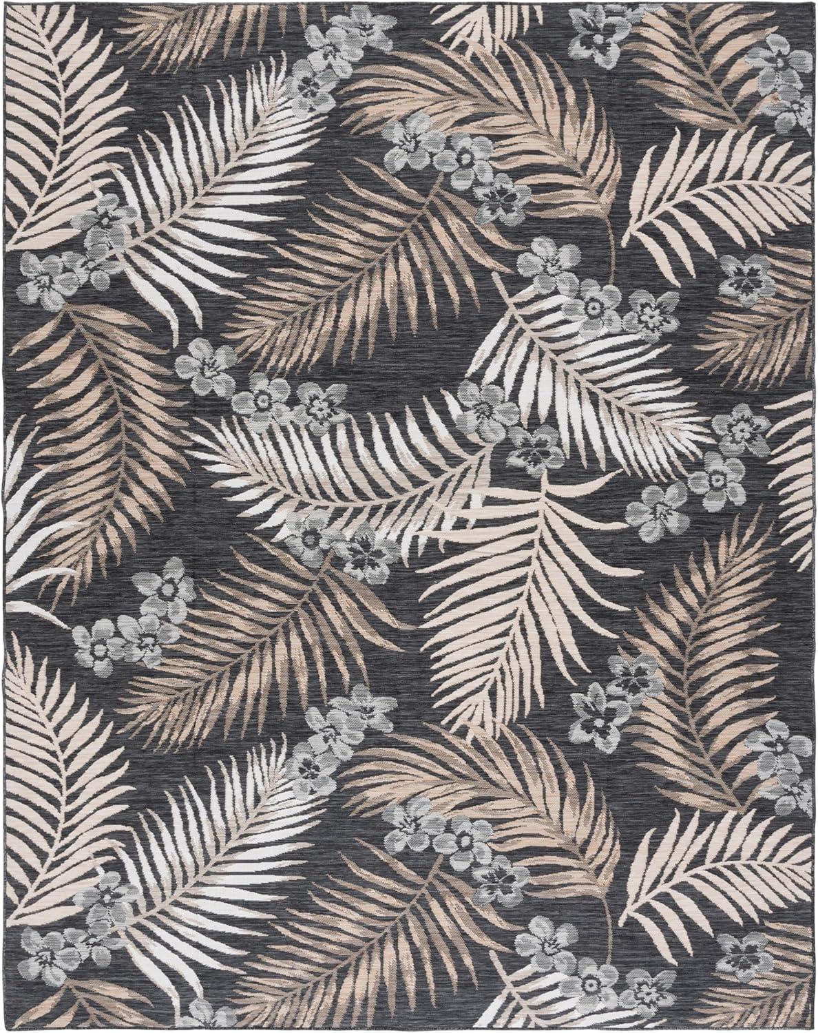 image:imageSAFAVIEH Washable Rug Outdoor Sunrise Collection 8 x 10 Ivory amp Blue Gold NonShedding amp Easy to Clean Ideal for Patio Backyard Mudroom SUN675AIvoryGrey Black