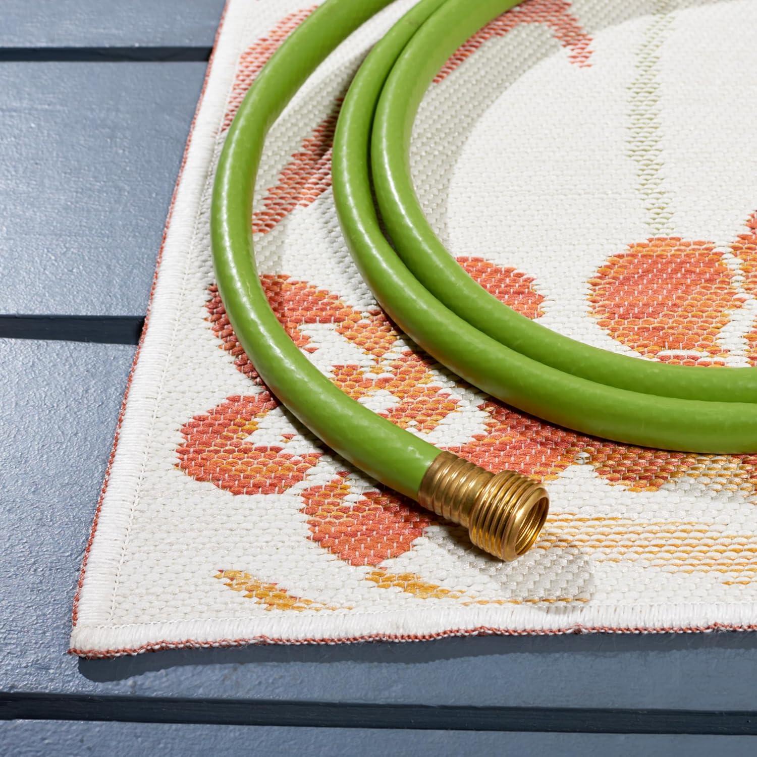 image:imageSAFAVIEH Washable Rug Outdoor Sunrise Collection 8 x 10 Ivory amp Blue Gold NonShedding amp Easy to Clean Ideal for Patio Backyard Mudroom SUN675AIvoryRust Sage