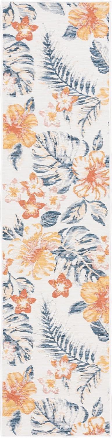 image:imageSAFAVIEH Washable Rug Outdoor Sunrise Collection 8 x 10 Ivory amp Rust Blue NonShedding amp Easy to Clean Ideal for Patio Backyard Mudroom SUN671CIvoryRust Blue