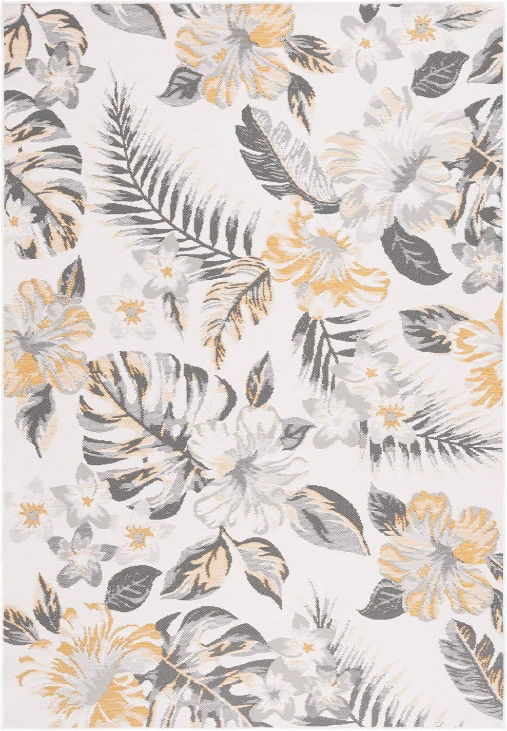 image:imageSAFAVIEH Washable Rug Outdoor Sunrise Collection 8 x 10 Ivory amp Rust Blue NonShedding amp Easy to Clean Ideal for Patio Backyard Mudroom SUN671CIvoryGrey Gold
