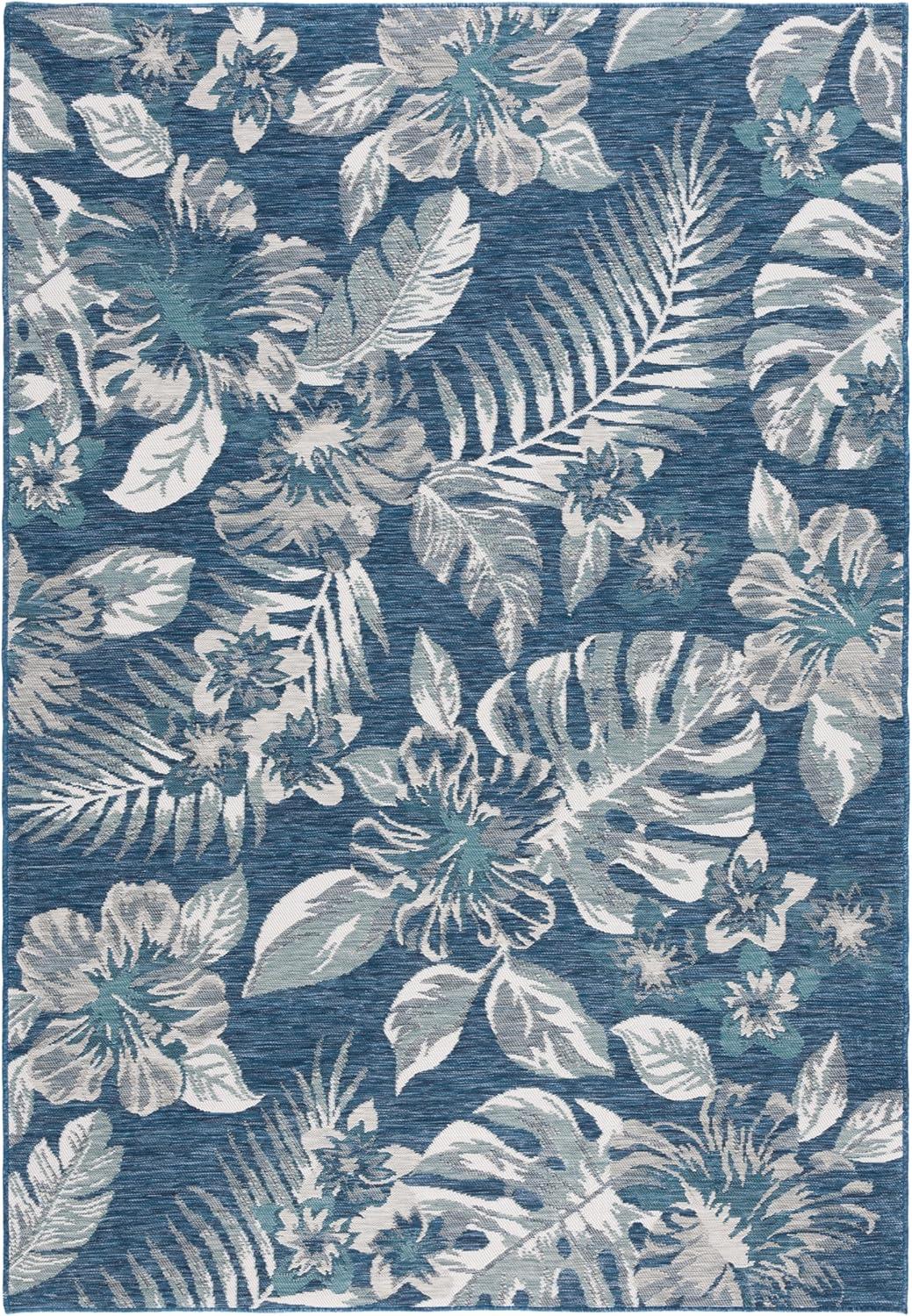 image:imageSAFAVIEH Washable Rug Outdoor Sunrise Collection 8 x 10 Ivory amp Rust Blue NonShedding amp Easy to Clean Ideal for Patio Backyard Mudroom SUN671CIvoryBlue Grey