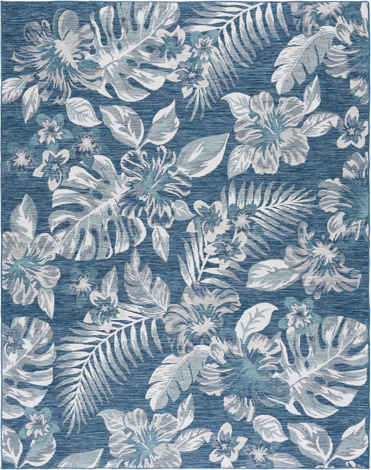 image:imageSAFAVIEH Washable Rug Outdoor Sunrise Collection 8 x 10 Ivory amp Rust Blue NonShedding amp Easy to Clean Ideal for Patio Backyard Mudroom SUN671CIvoryBlue Grey