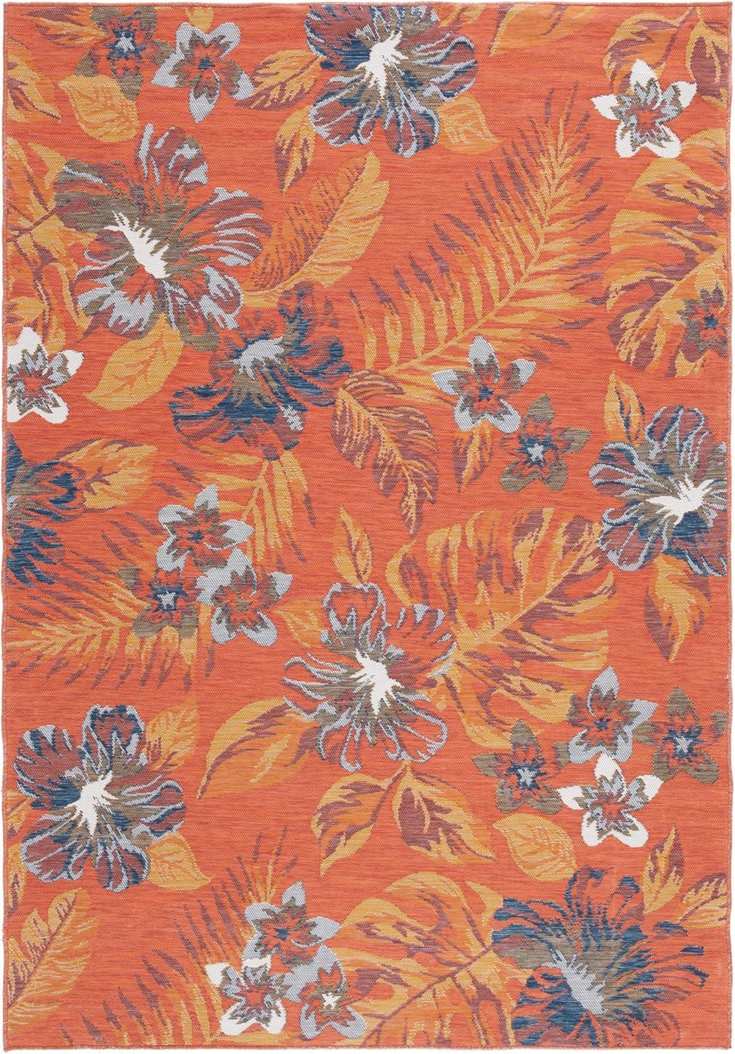 image:imageSAFAVIEH Washable Rug Outdoor Sunrise Collection 8 x 10 Ivory amp Rust Blue NonShedding amp Easy to Clean Ideal for Patio Backyard Mudroom SUN671CIvoryRust Blue