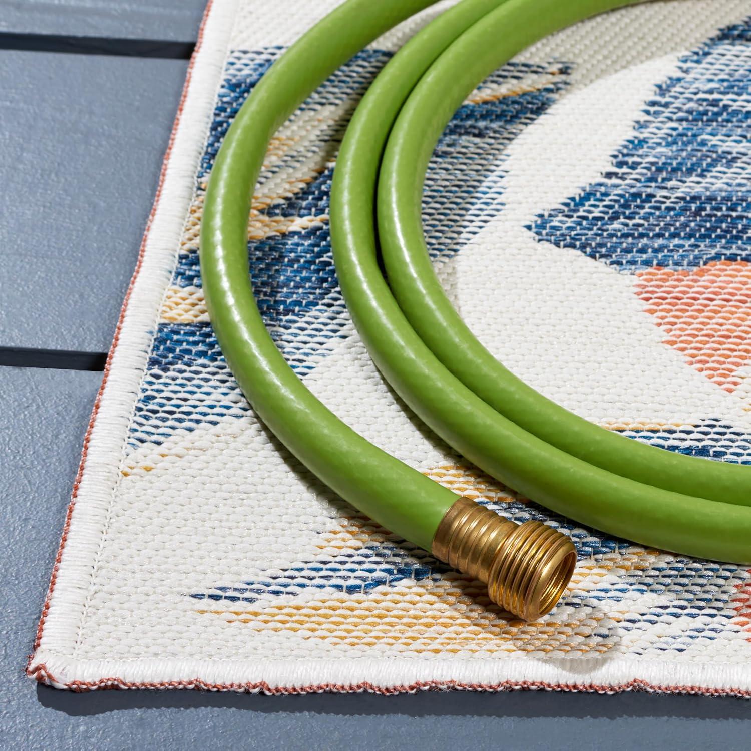 image:imageSAFAVIEH Washable Rug Outdoor Sunrise Collection 8 x 10 Ivory amp Rust Blue NonShedding amp Easy to Clean Ideal for Patio Backyard Mudroom SUN671CIvoryRust Blue