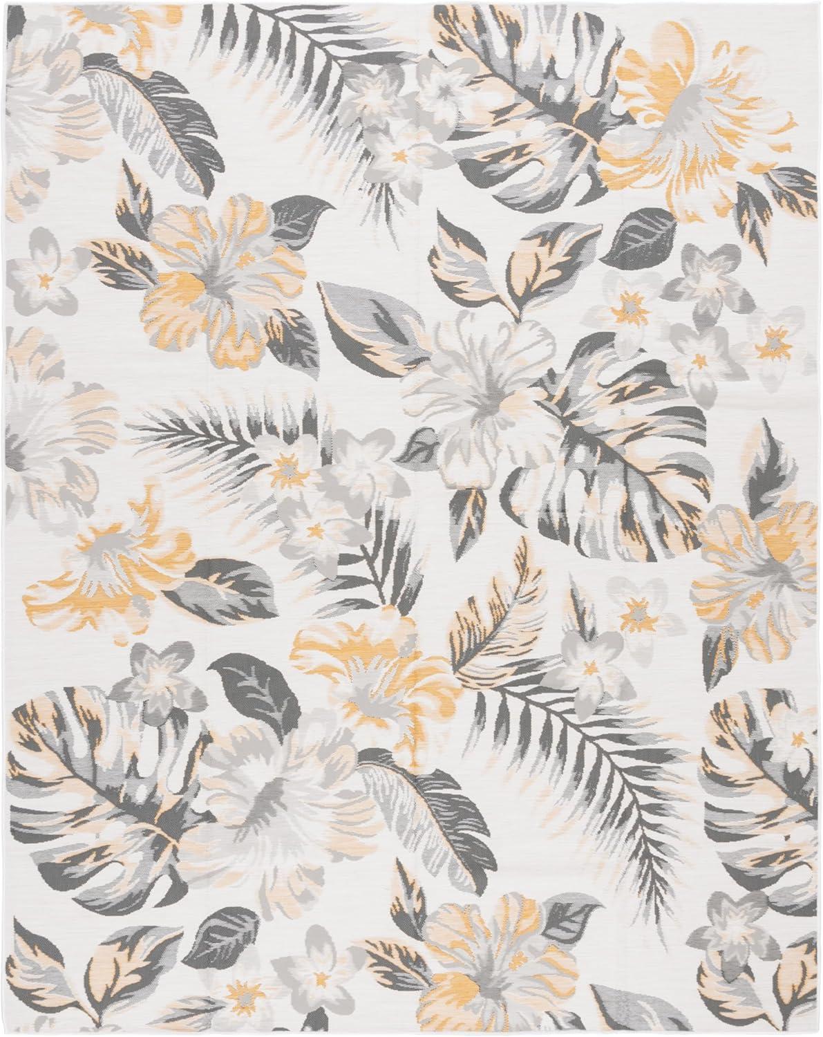 image:imageSAFAVIEH Washable Rug Outdoor Sunrise Collection 8 x 10 Ivory amp Rust Blue NonShedding amp Easy to Clean Ideal for Patio Backyard Mudroom SUN671CIvoryGrey Gold