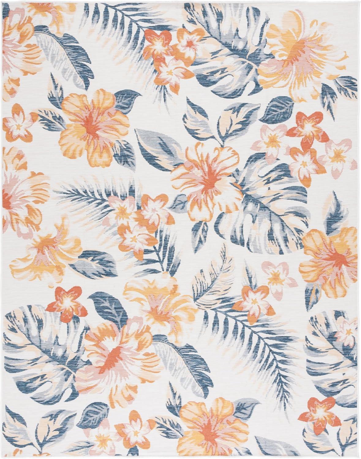 image:imageSAFAVIEH Washable Rug Outdoor Sunrise Collection 8 x 10 Ivory amp Rust Blue NonShedding amp Easy to Clean Ideal for Patio Backyard Mudroom SUN671CIvoryRust Blue