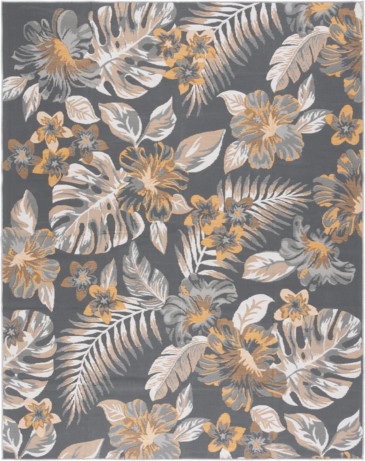 image:imageSAFAVIEH Washable Rug Outdoor Sunrise Collection 8 x 10 Ivory amp Rust Blue NonShedding amp Easy to Clean Ideal for Patio Backyard Mudroom SUN671CIvoryGrey Gold