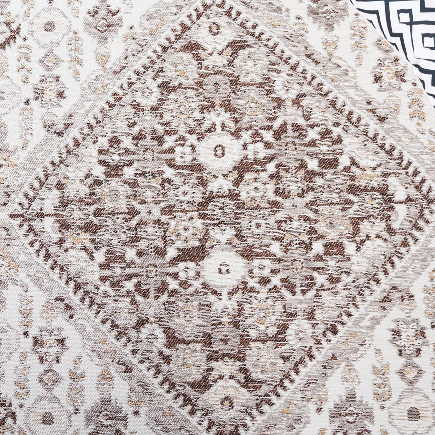 image:imageSAFAVIEH Washable Rug Outdoor Sunrise Collection 8 x 10 Ivory amp Rust Sage NonShedding amp Easy to Clean Ideal for Patio Backyard Mudroom SUN620AGreyBeige Black