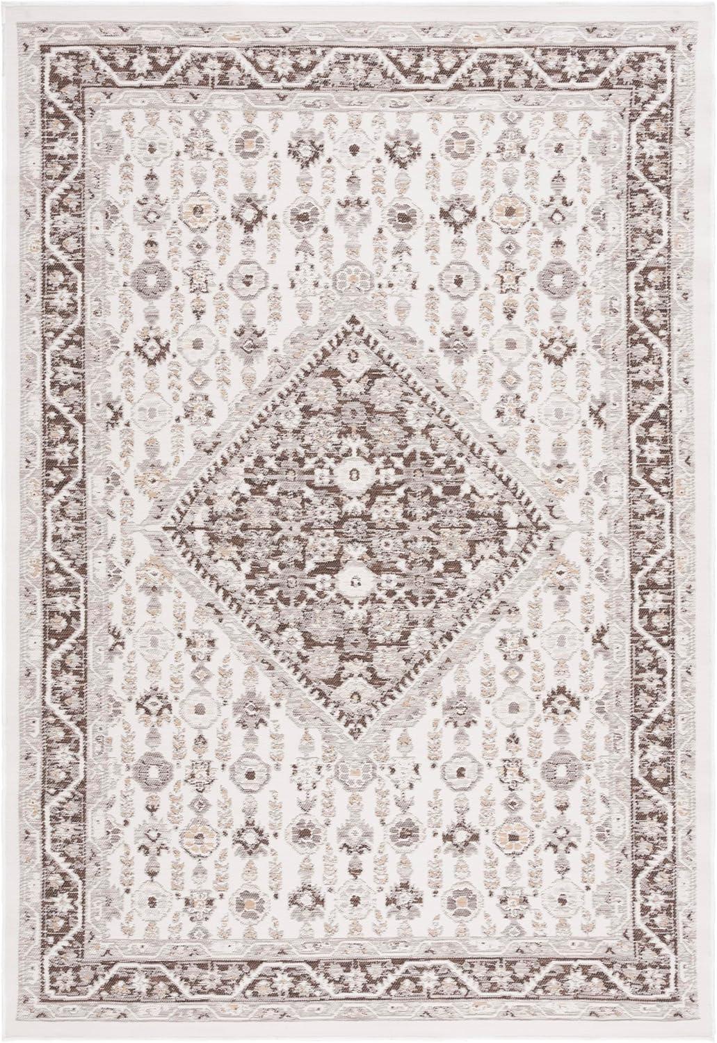 image:imageSAFAVIEH Washable Rug Outdoor Sunrise Collection 8 x 10 Ivory amp Rust Sage NonShedding amp Easy to Clean Ideal for Patio Backyard Mudroom SUN620AGreyBeige Black
