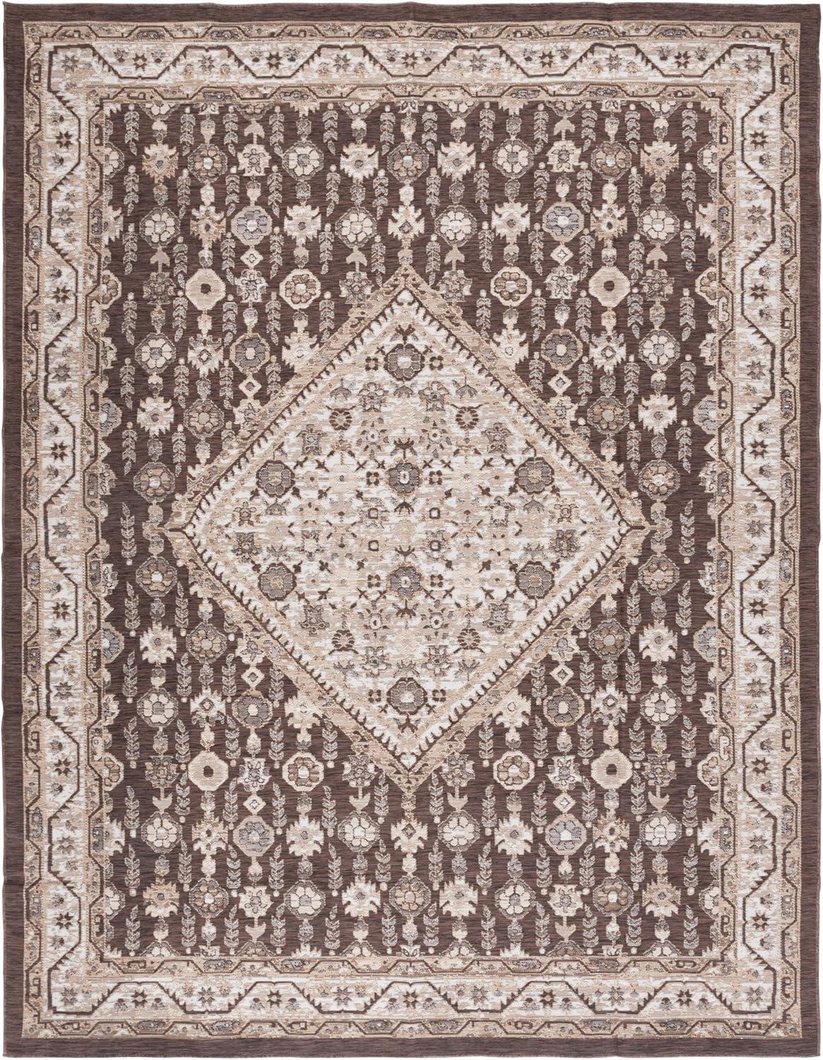 image:imageSAFAVIEH Washable Rug Outdoor Sunrise Collection 8 x 10 Ivory amp Rust Sage NonShedding amp Easy to Clean Ideal for Patio Backyard Mudroom SUN620AGreyBeige Black