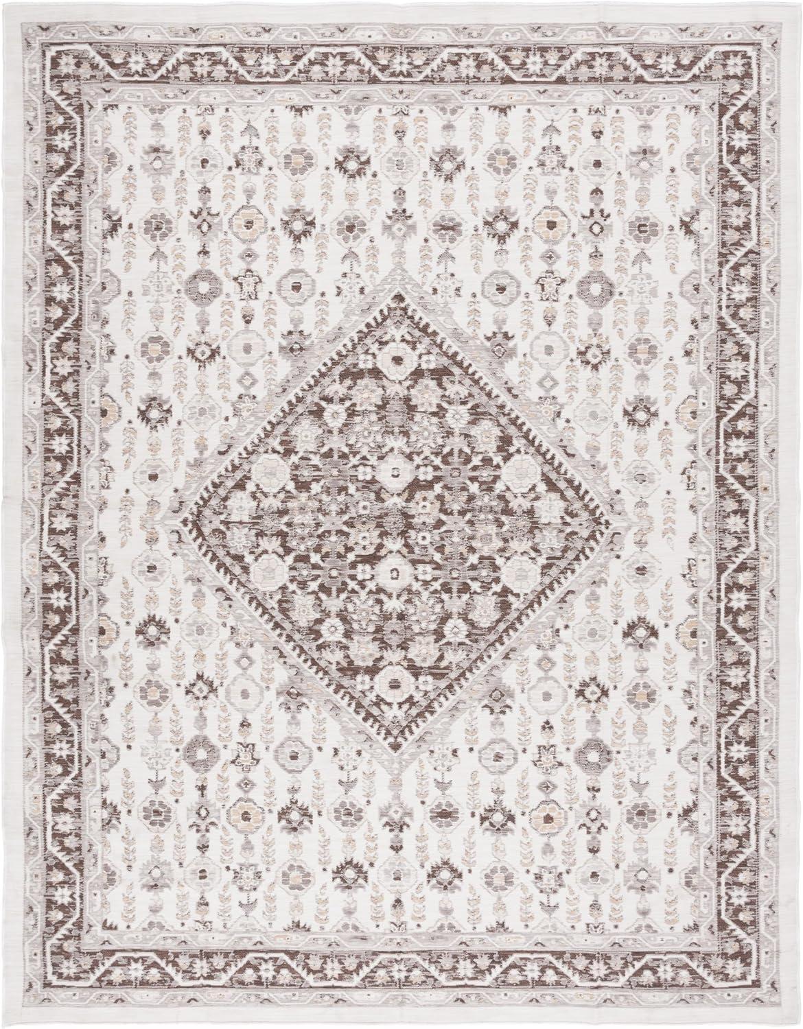 image:imageSAFAVIEH Washable Rug Outdoor Sunrise Collection 8 x 10 Ivory amp Rust Sage NonShedding amp Easy to Clean Ideal for Patio Backyard Mudroom SUN620AGreyBeige Black