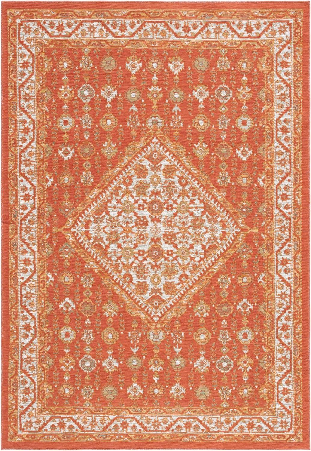 image:imageSAFAVIEH Washable Rug Outdoor Sunrise Collection 8 x 10 Ivory amp Rust Sage NonShedding amp Easy to Clean Ideal for Patio Backyard Mudroom SUN620AIvoryRust Sage