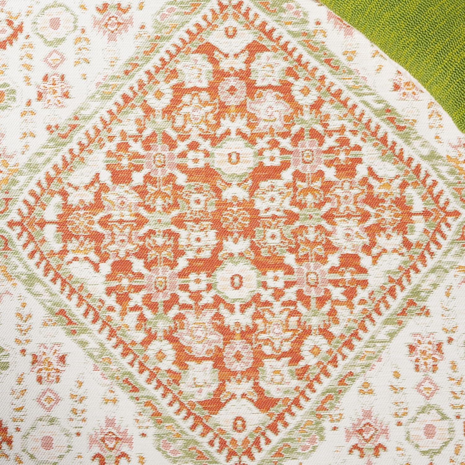 image:imageSAFAVIEH Washable Rug Outdoor Sunrise Collection 8 x 10 Ivory amp Rust Sage NonShedding amp Easy to Clean Ideal for Patio Backyard Mudroom SUN620AIvoryRust Sage