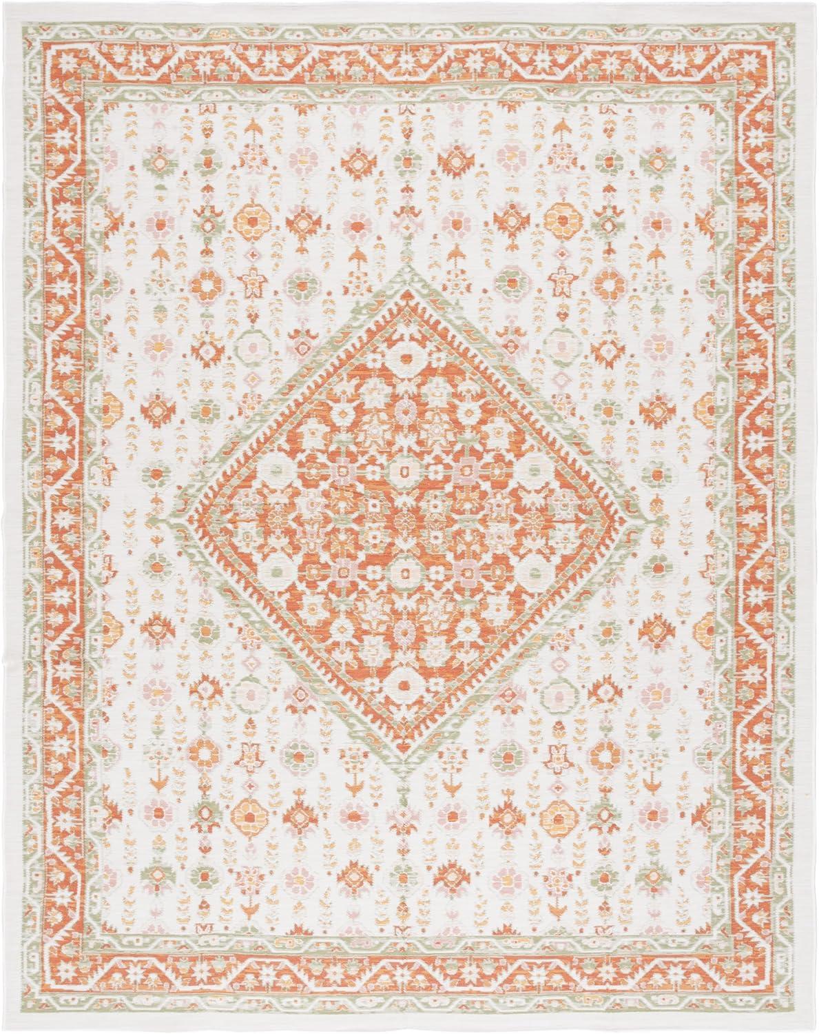 image:imageSAFAVIEH Washable Rug Outdoor Sunrise Collection 8 x 10 Ivory amp Rust Sage NonShedding amp Easy to Clean Ideal for Patio Backyard Mudroom SUN620AIvoryRust Sage