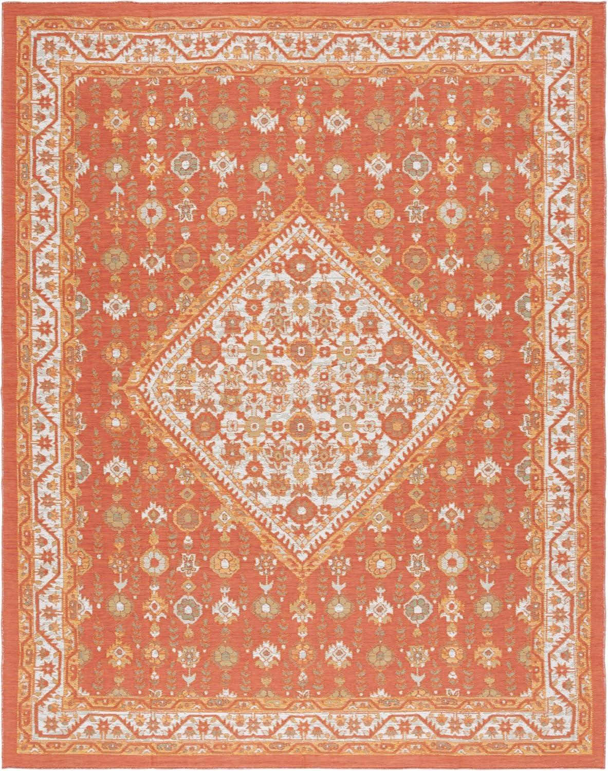 image:imageSAFAVIEH Washable Rug Outdoor Sunrise Collection 8 x 10 Ivory amp Rust Sage NonShedding amp Easy to Clean Ideal for Patio Backyard Mudroom SUN620AIvoryRust Sage