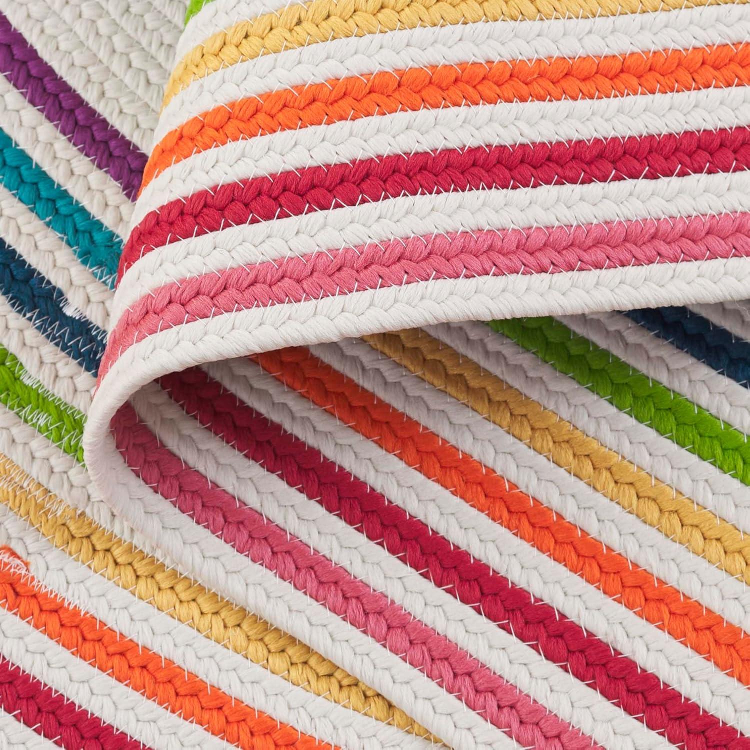 image:imageSafavieh Washable Rug Outdoor Braided Collection 5 x 8 Oval Ivory amp Rainbow Handmade amp Reversible NonShedding amp Easy to Clean Ideal for Patio Backyard Mudroom BRD326AIvoryRainbow