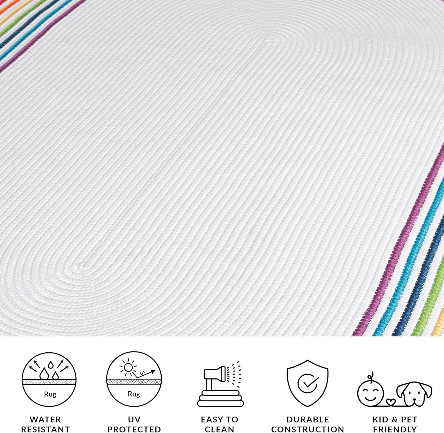 image:imageSafavieh Washable Rug Outdoor Braided Collection 5 x 8 Oval Ivory amp Rainbow Handmade amp Reversible NonShedding amp Easy to Clean Ideal for Patio Backyard Mudroom BRD326AIvoryRainbow