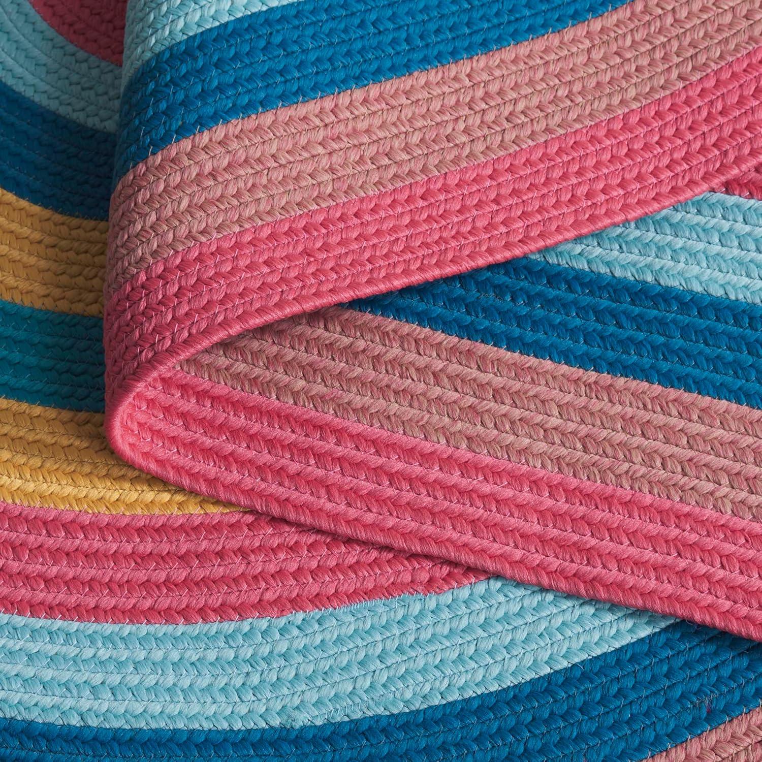 image:imageSafavieh Washable Rug Outdoor Braided Collection 5 x 8 Oval Pink amp Blue Handmade amp Reversible NonShedding amp Easy to Clean Ideal for Patio Backyard Mudroom BRD327UPinkBlue