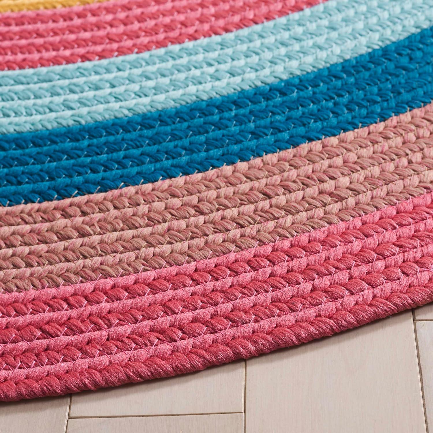 image:imageSafavieh Washable Rug Outdoor Braided Collection 5 x 8 Oval Pink amp Blue Handmade amp Reversible NonShedding amp Easy to Clean Ideal for Patio Backyard Mudroom BRD327UPinkBlue