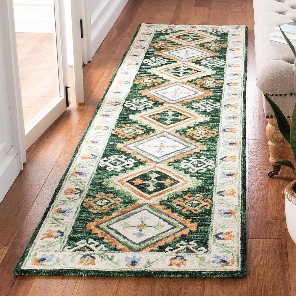 image:imageSAFAVIEH Area Rug 8x10 Aspen Collection Large Ivory amp Multi Handmade Wool Moroccan Boho Tribal Design Ideal for Living Room Bedroom Office Dining Space APN706AGreenIvory