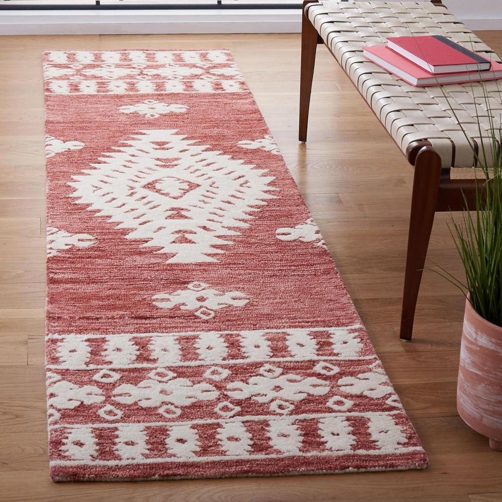 image:imageSAFAVIEH Area Rug 8x10 Aspen Collection Large Rust amp Ivory Handmade Wool Moroccan Boho Tribal Design Ideal for Living Room Bedroom Office Dining Space APN550PRustIvory