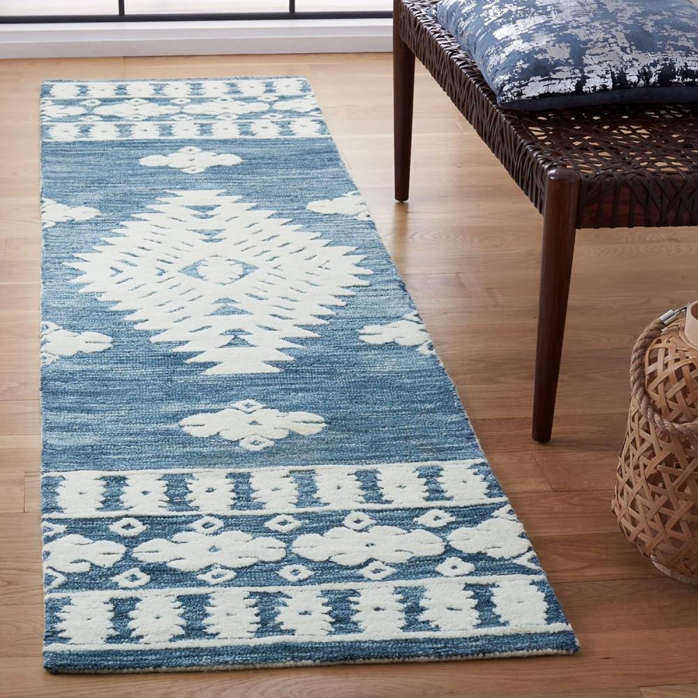 image:imageSAFAVIEH Area Rug 8x10 Aspen Collection Large Rust amp Ivory Handmade Wool Moroccan Boho Tribal Design Ideal for Living Room Bedroom Office Dining Space APN550PNavyIvory