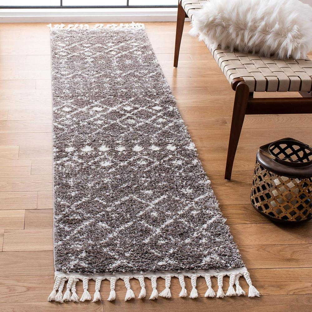 image:imageSAFAVIEH Area Rug 8x10 Berber Fringe Shag Collection Large Cream amp Dark Grey Moroccan Design NonShedding amp Easy Cleaning Thick Pile Ideal for Living Room Bedroom Dining Space BFG516ABrownIvory