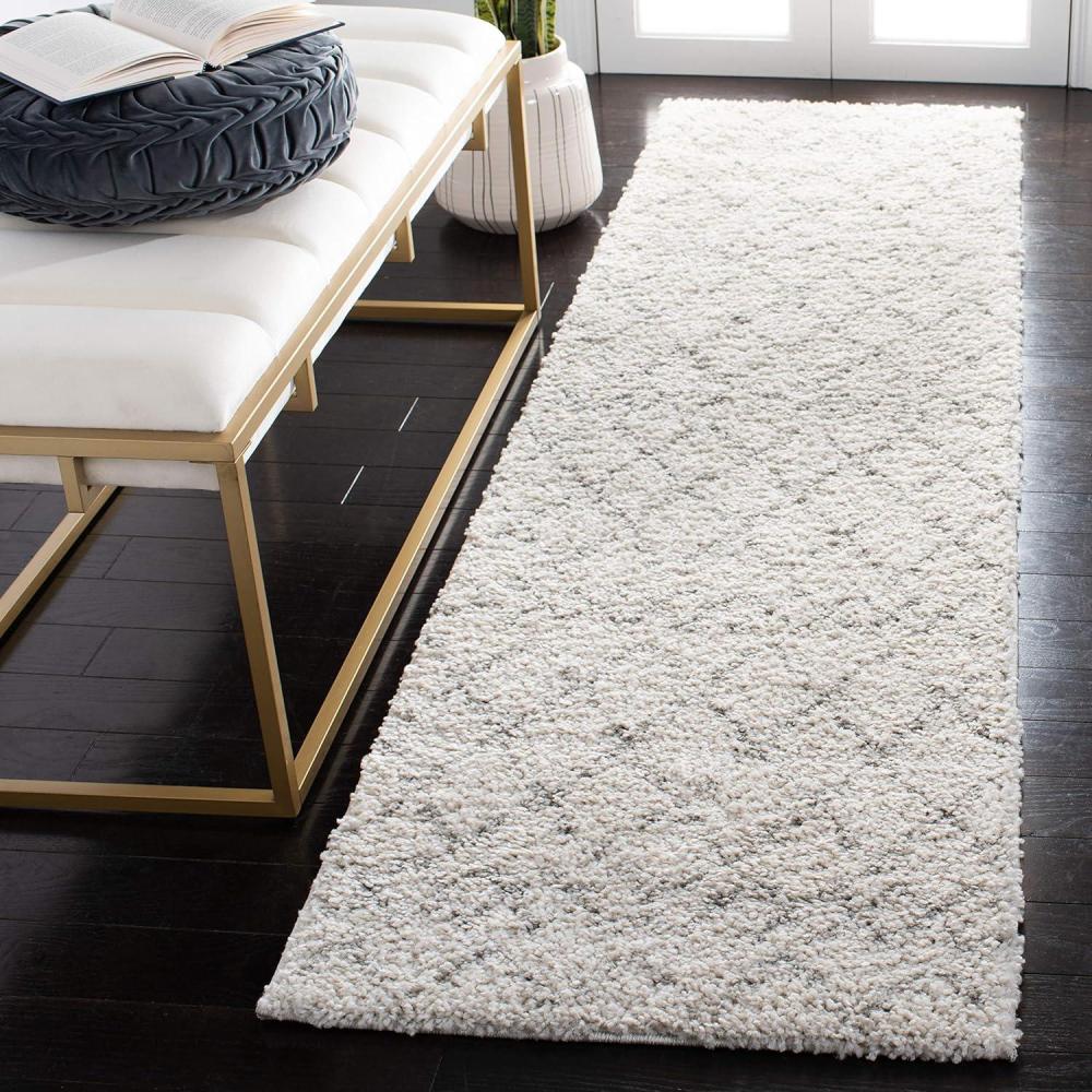 image:imageSAFAVIEH Area Rug 8x10 Berber Shag Collection Large Navy amp Ivory Moroccan Design NonShedding amp Easy Cleaning Plush Thick Pile Ideal for Living Room Bedroom Dining Space BER165NCreamLight Grey