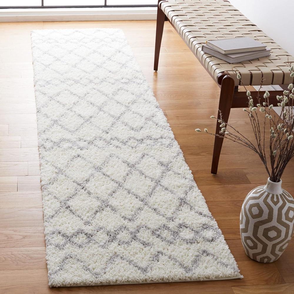 image:imageSAFAVIEH Area Rug 8x10 Berber Shag Collection Large Navy amp Ivory Moroccan Design NonShedding amp Easy Cleaning Plush Thick Pile Ideal for Living Room Bedroom Dining Space BER165NIvoryLight Grey