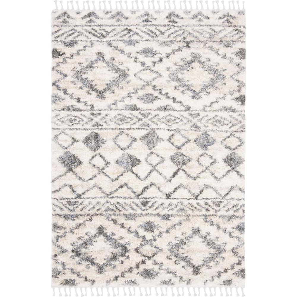 image:imageSAFAVIEH Berber Fringe Shag Collection Area Rug 53 x 76 Cream amp Navy Moroccan Design NonShedding amp Easy Care 12inch Thick Ideal for High Traffic Areas in Living Room Bedroom BFG606ACreamNavy