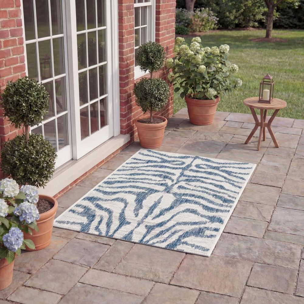 image:imageSAFAVIEH Courtyard Collection 8 x 10 GreyBlack CY8444 Indoor Outdoor Waterproof Easy Cleaning Patio Backyard Mudroom Area RugIvoryNavy