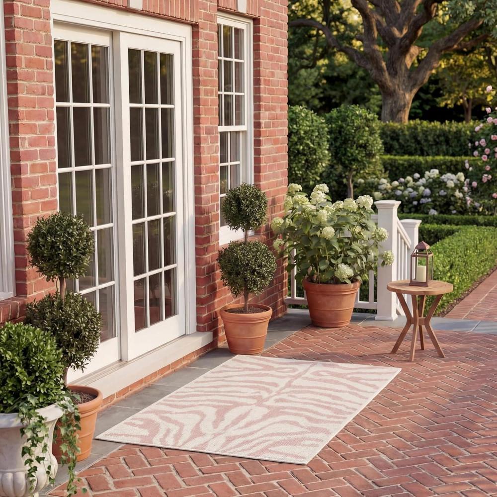 image:imageSAFAVIEH Courtyard Collection 8 x 10 GreyBlack CY8444 Indoor Outdoor Waterproof Easy Cleaning Patio Backyard Mudroom Area RugIvoryPink