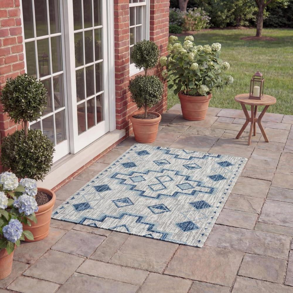 image:imageSAFAVIEH Courtyard Collection 8 x 11 Grey Aqua CY8533 Indoor Outdoor Waterproof Easy Cleaning Patio Backyard Mudroom Area RugGreyAqua