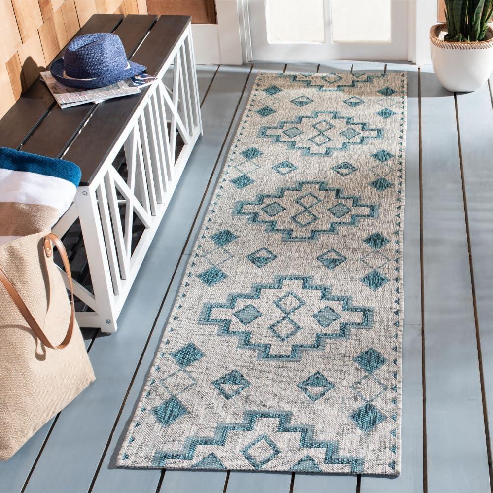 image:imageSAFAVIEH Courtyard Collection 8 x 11 Grey Aqua CY8533 Indoor Outdoor Waterproof Easy Cleaning Patio Backyard Mudroom Area RugGreyTeal
