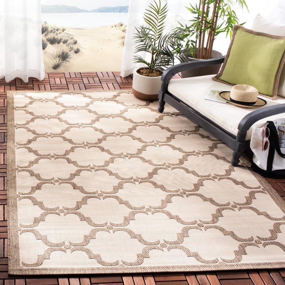 image:imageSAFAVIEH Courtyard Collection 8 x 11 NavyBeige CY6009 Trellis Indoor Outdoor Waterproof EasyCleaning Patio Backyard Mudroom AreaRugBeigeBrown
