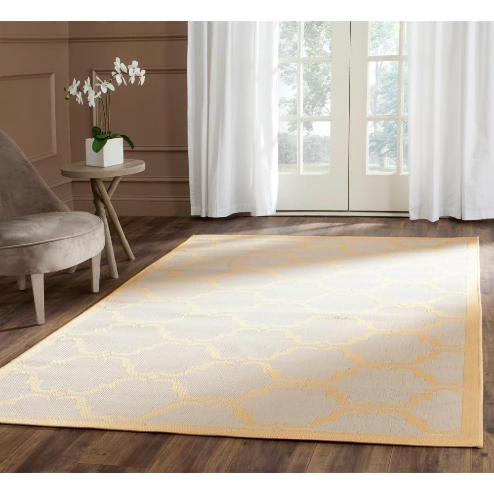 image:imageSAFAVIEH Courtyard Collection 8 x 11 NavyBeige CY6009 Trellis Indoor Outdoor Waterproof EasyCleaning Patio Backyard Mudroom AreaRugBeigeYellow