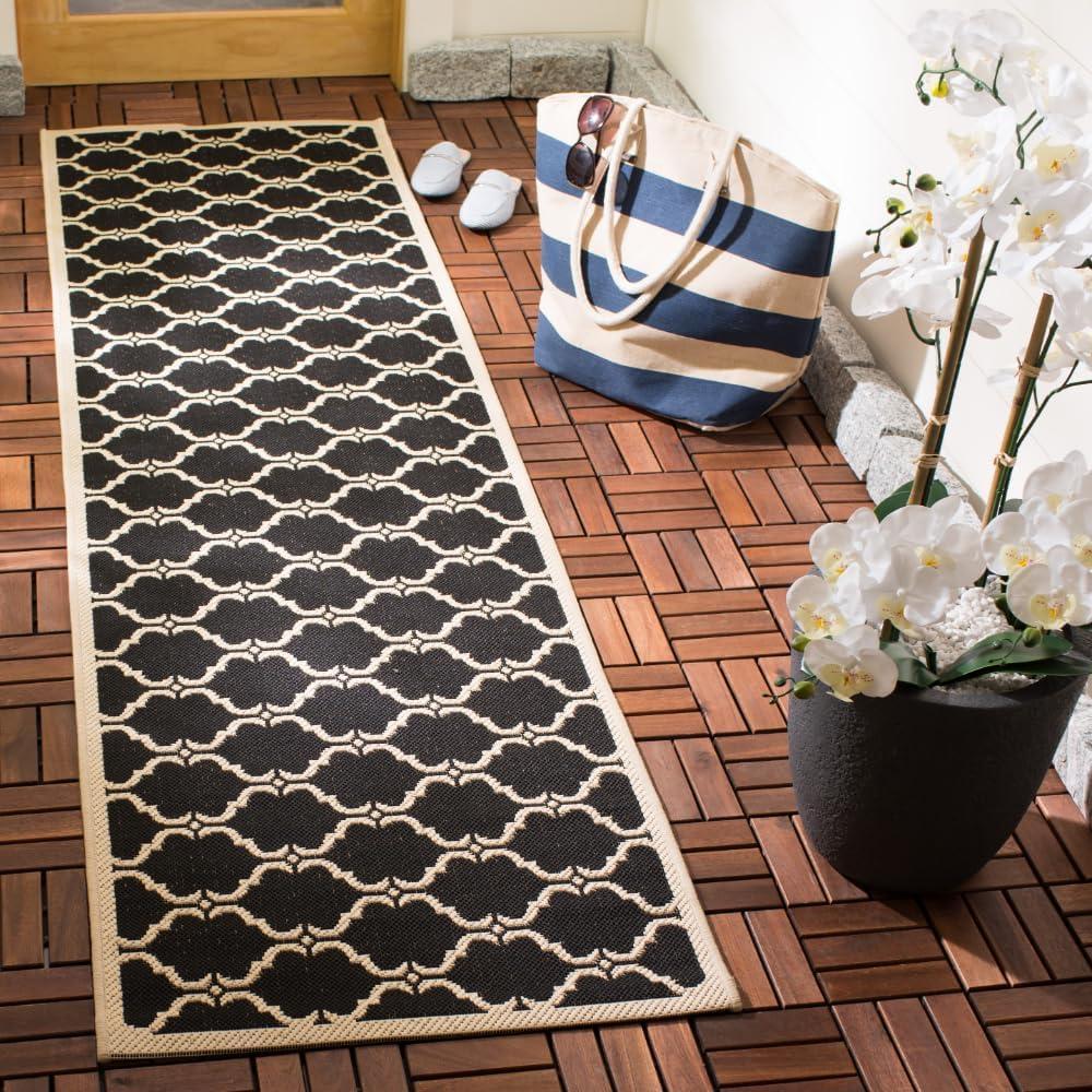 image:imageSAFAVIEH Courtyard Collection 8 x 11 NavyBeige CY6009 Trellis Indoor Outdoor Waterproof EasyCleaning Patio Backyard Mudroom AreaRugBlackBeige
